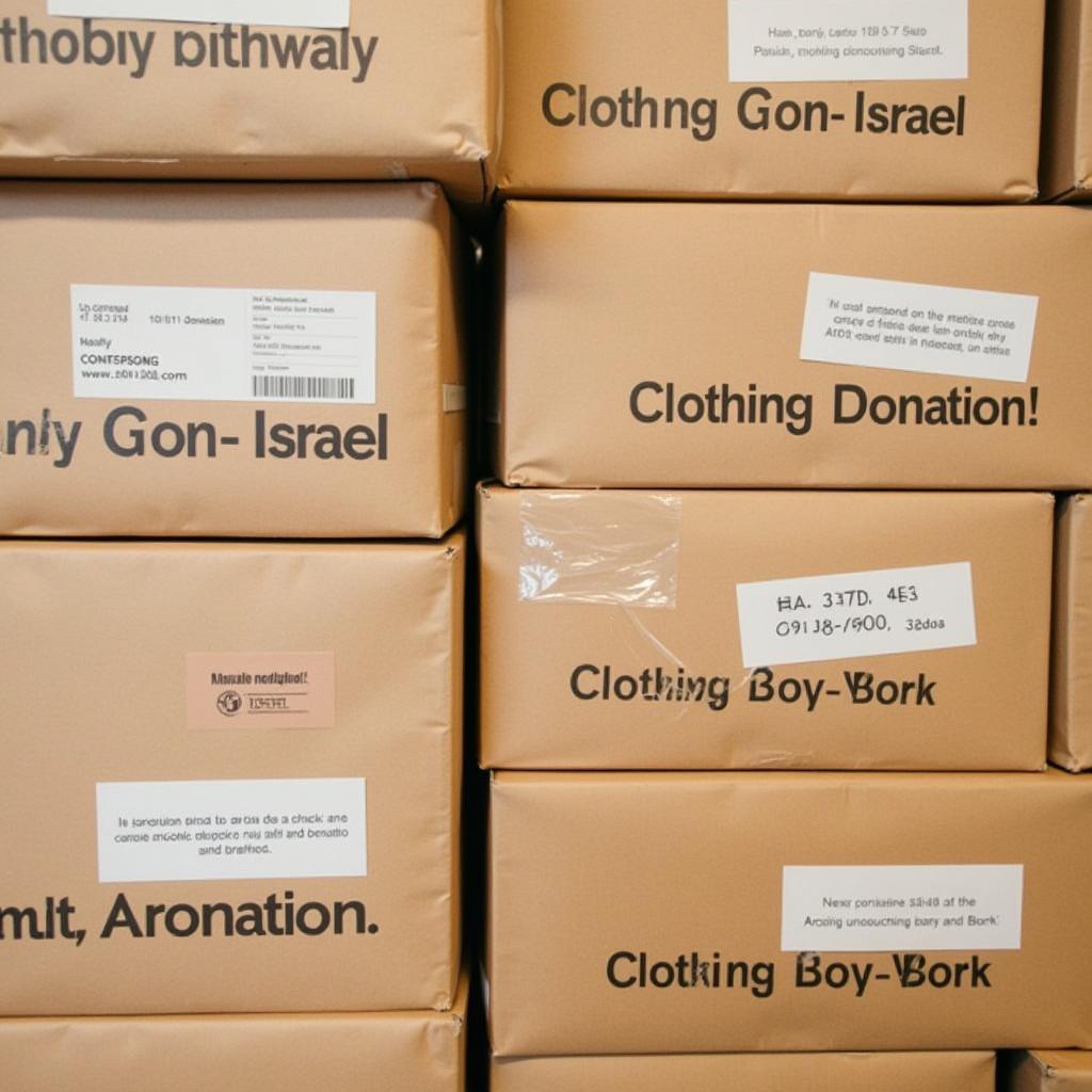 Packing Clothes for Donation to Israel:  Boxes Labeled and Ready for Shipment