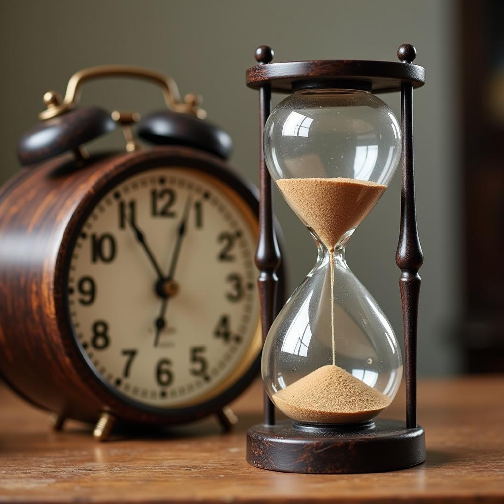 Hourglass and Table Clock