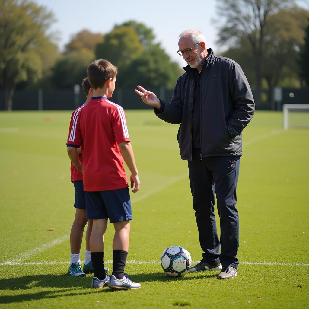 Douglas Hamilton coaching young players on the field