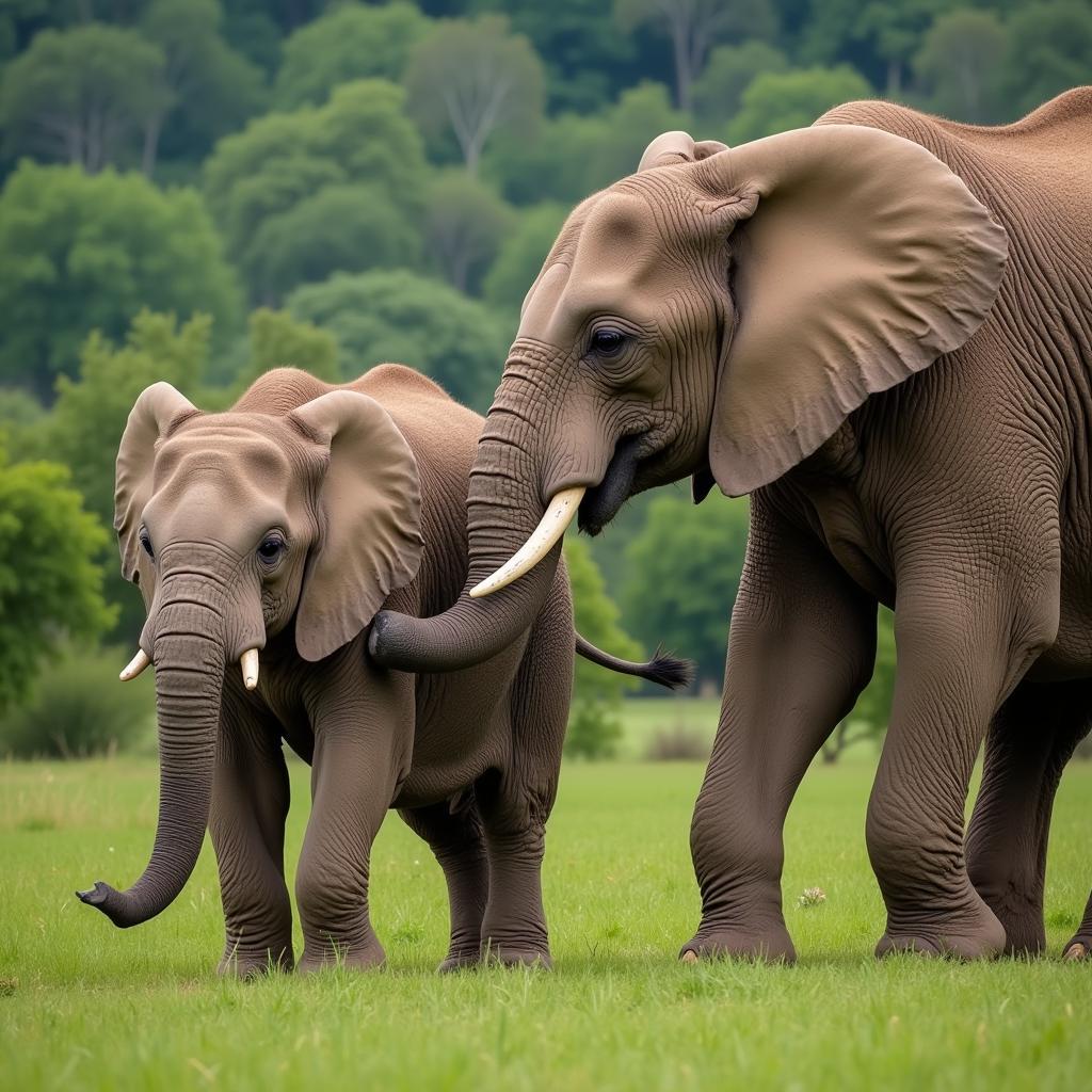 Elephant Matriarch Guiding Expectant Mother