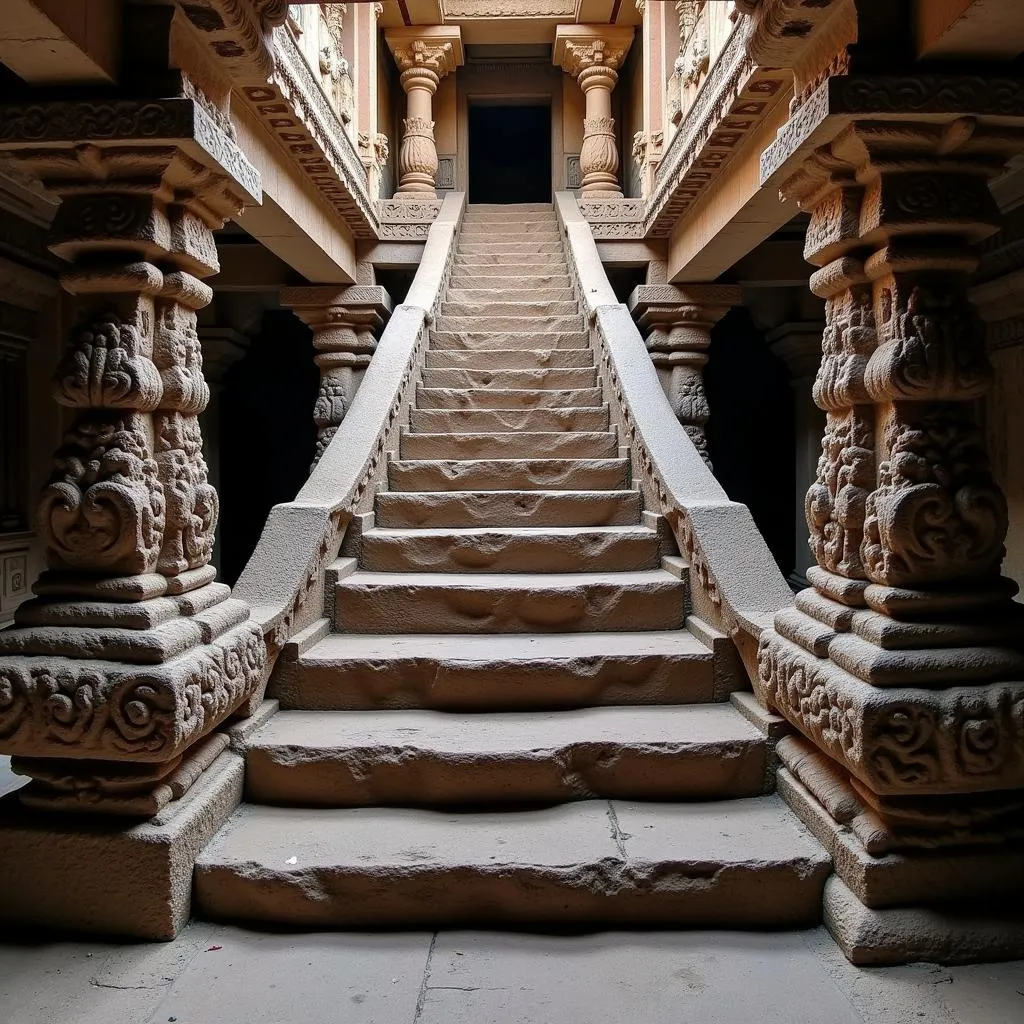 Ellora Caves Kailasa Temple Staircase in Maharashtra, India