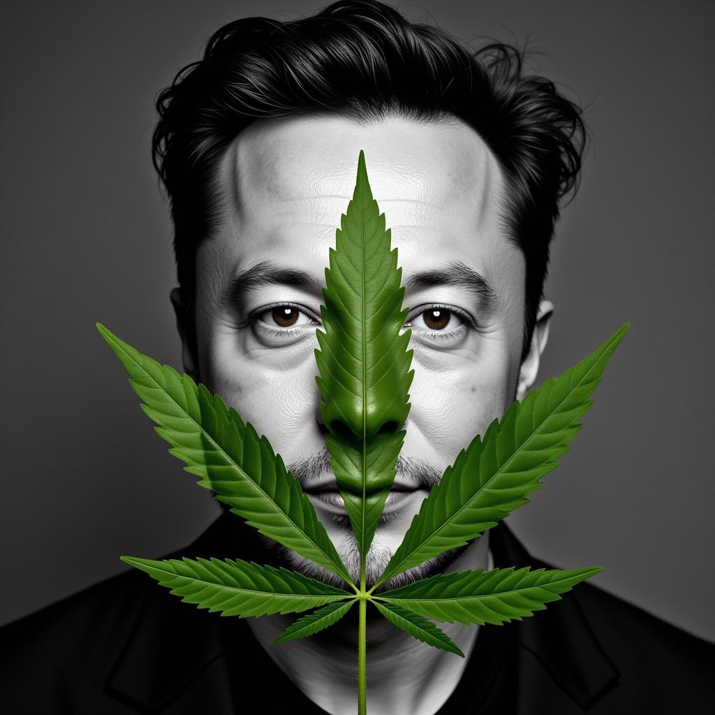 Hình ảnh Elon Musk và Cây Cannabis