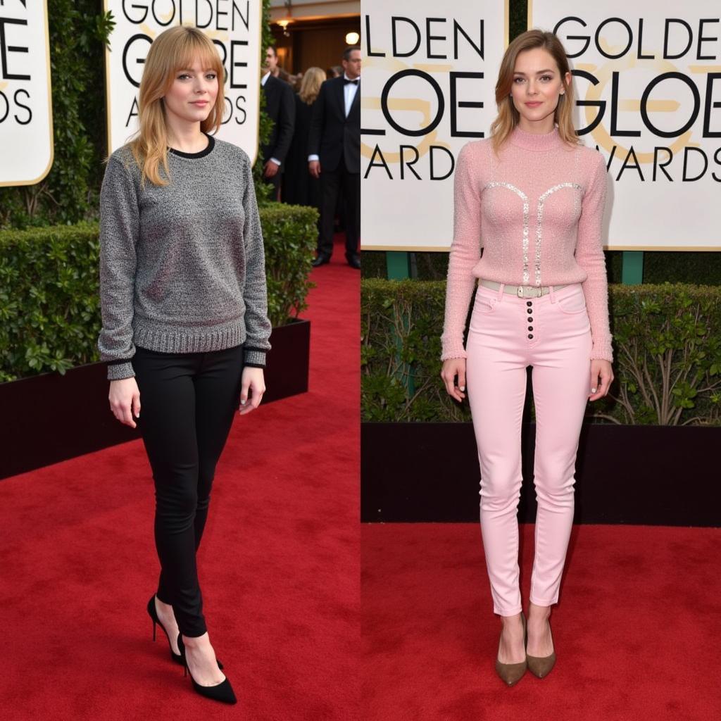 Emma Stone in a stylish sweater on the red carpet