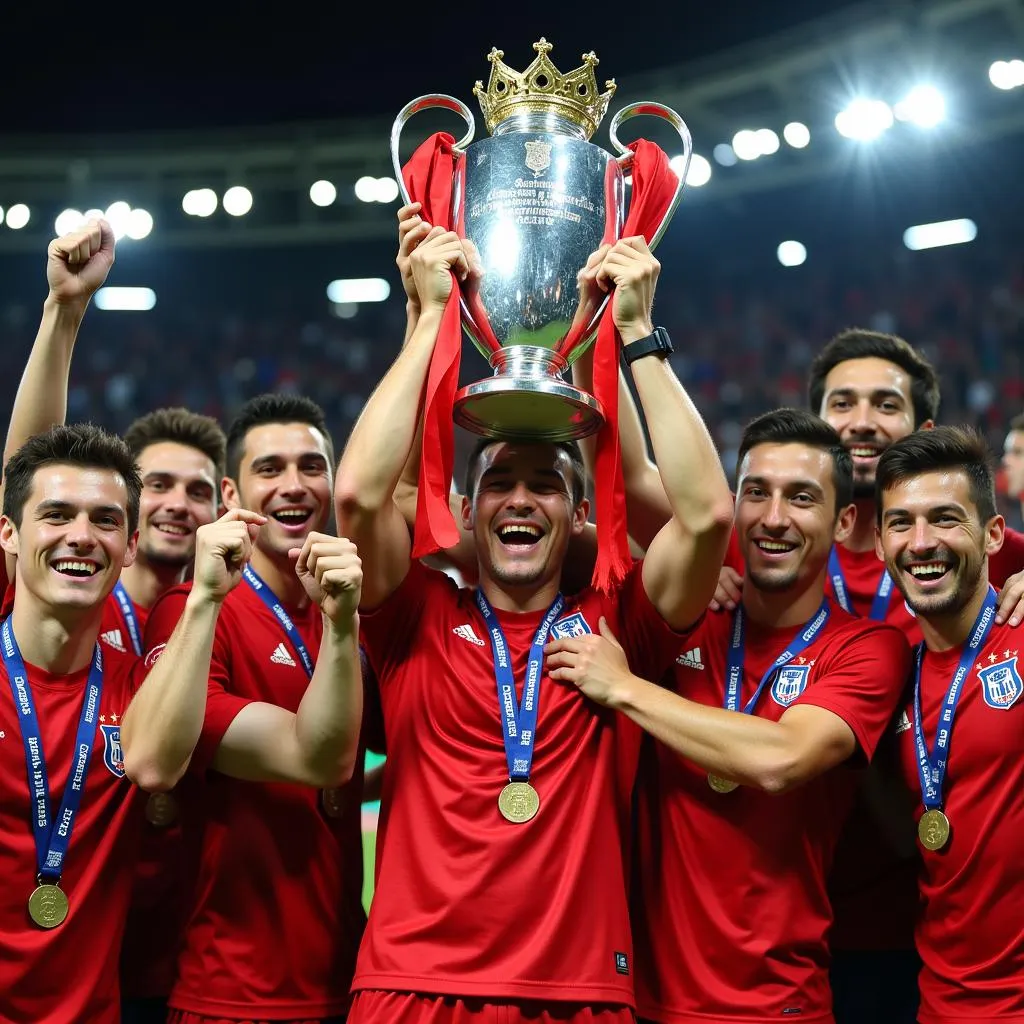 Team Lifting a European Trophy