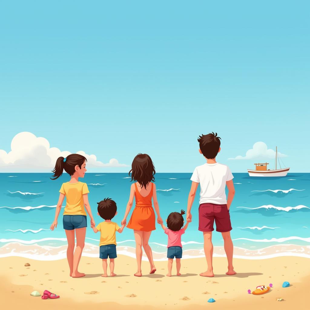 Family Enjoying a Day at the Beach in Israel