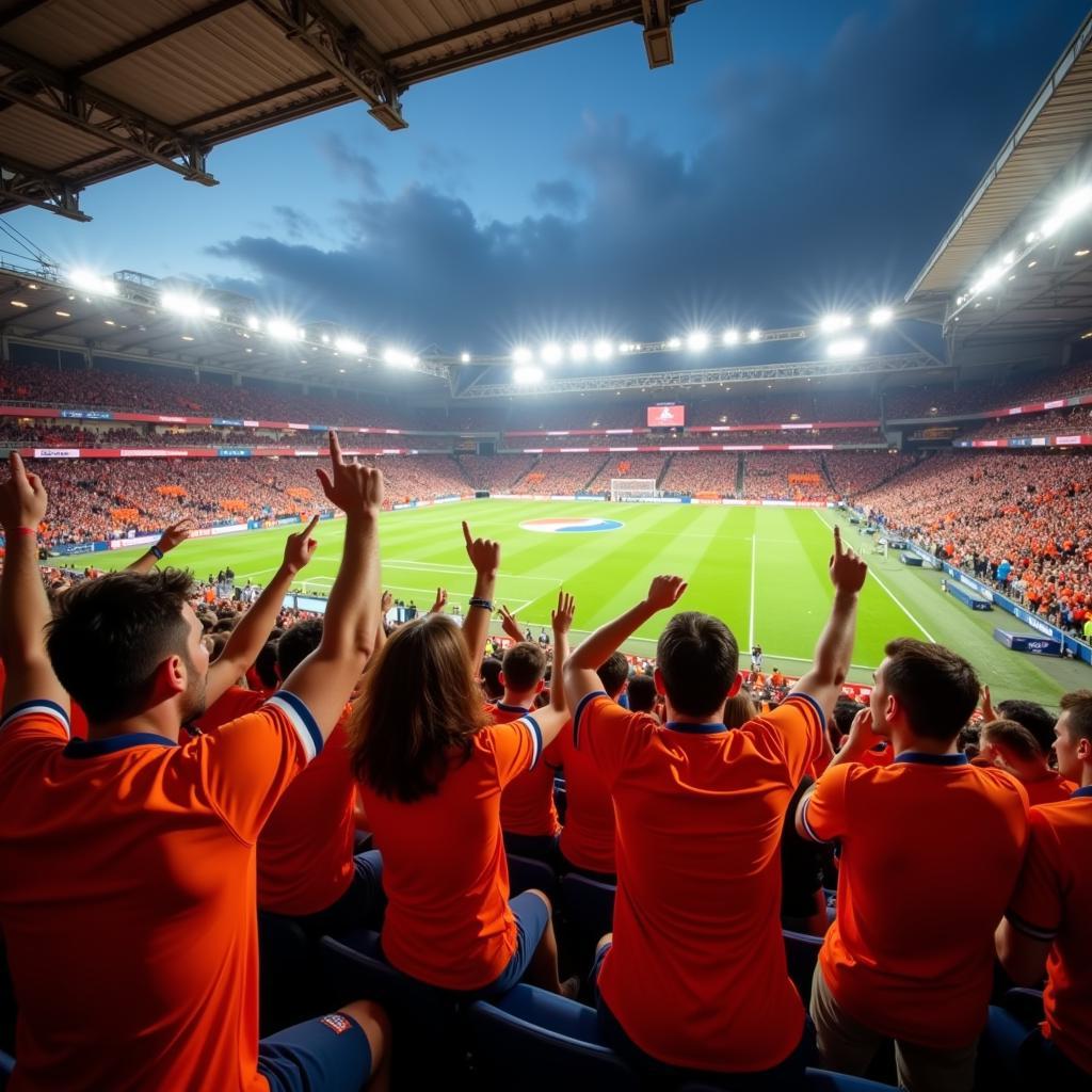 Fan cuồng Holland jersey cổ vũ nhiệt tình