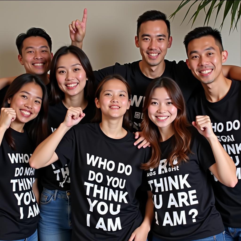 Fans of Đội Bóng Đá wearing the "Who Do You Think You Are I Am Shirt"