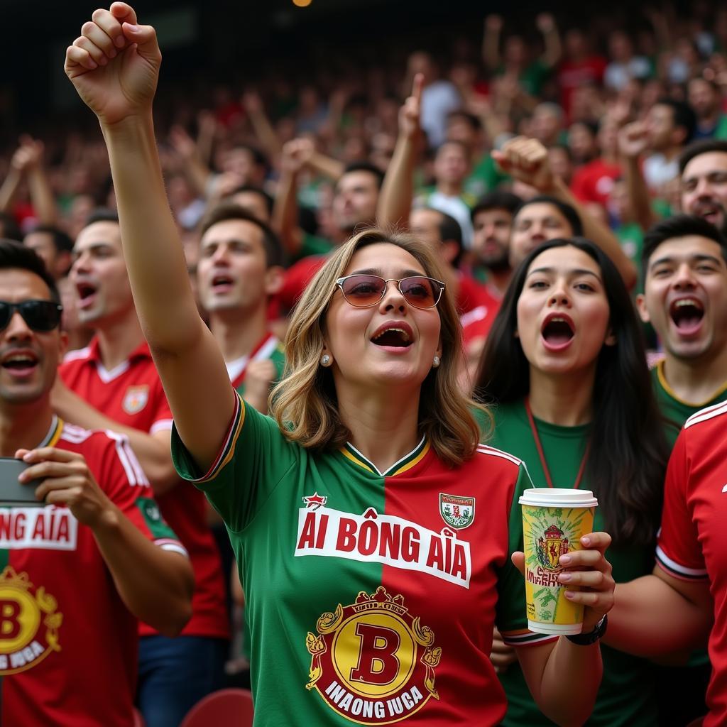 Fan enjoying the game with a soda