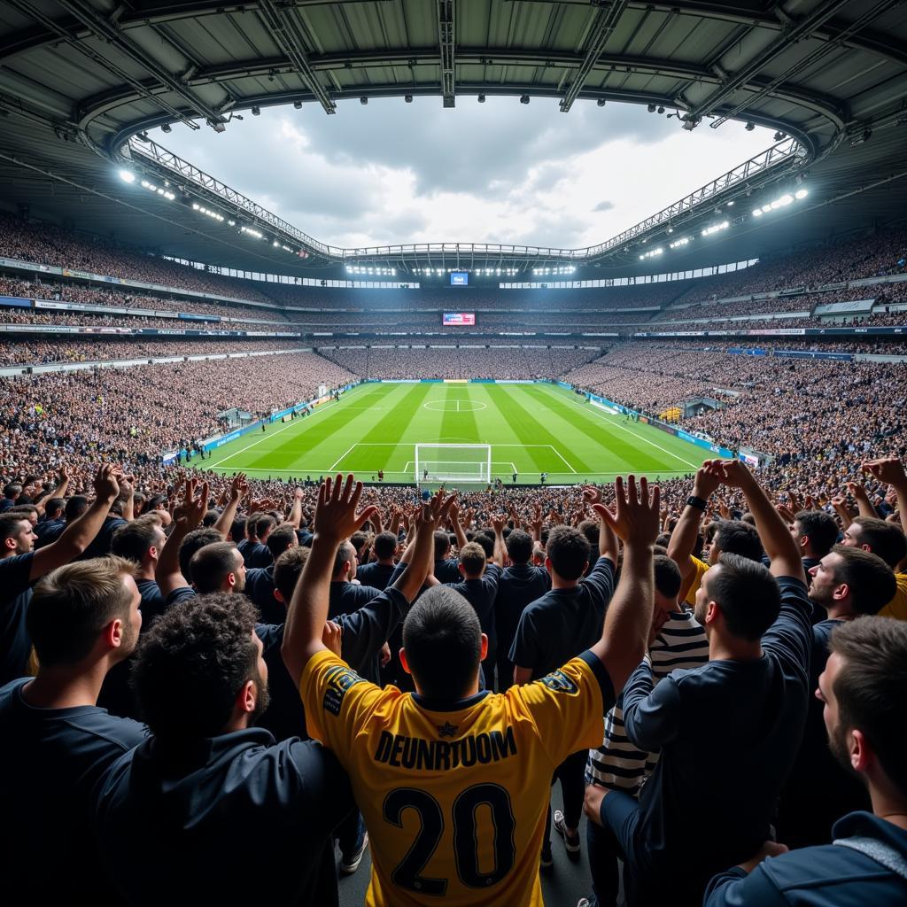 Juventus fans wearing scarves