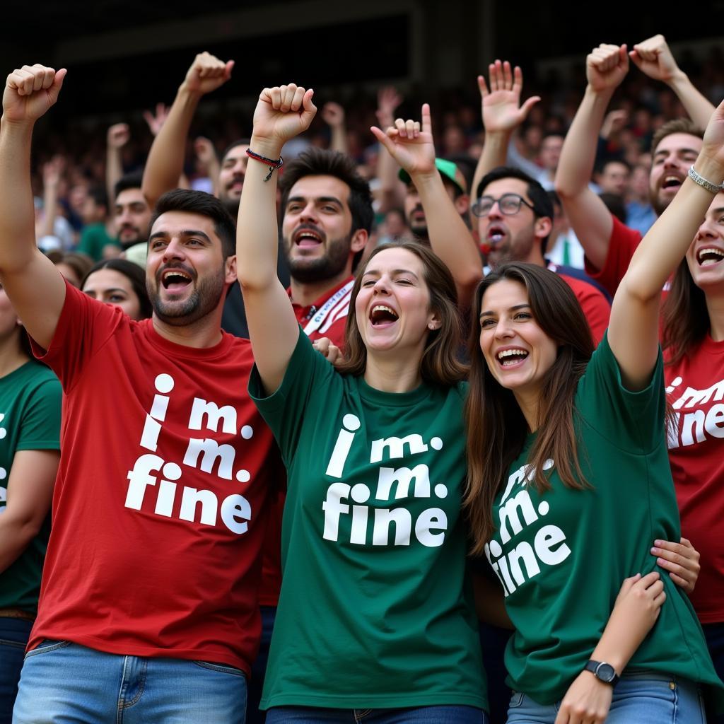 Cổ động viên mặc áo "i m fine t shirt" 