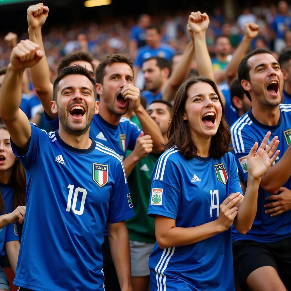 Fan hâm mộ mặc áo đấu Italy World Cup 2010 cổ vũ cho đội tuyển