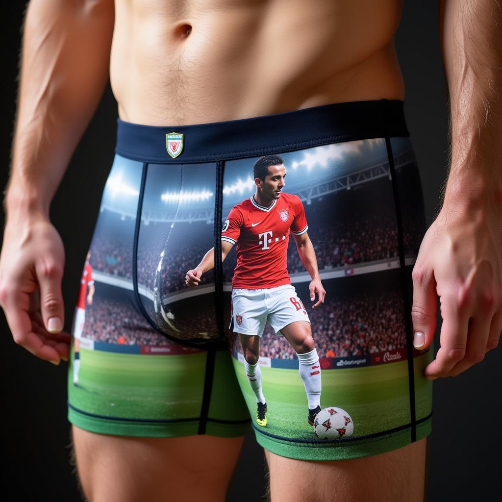 Fan Wearing Custom Boxers With Football Player Picture