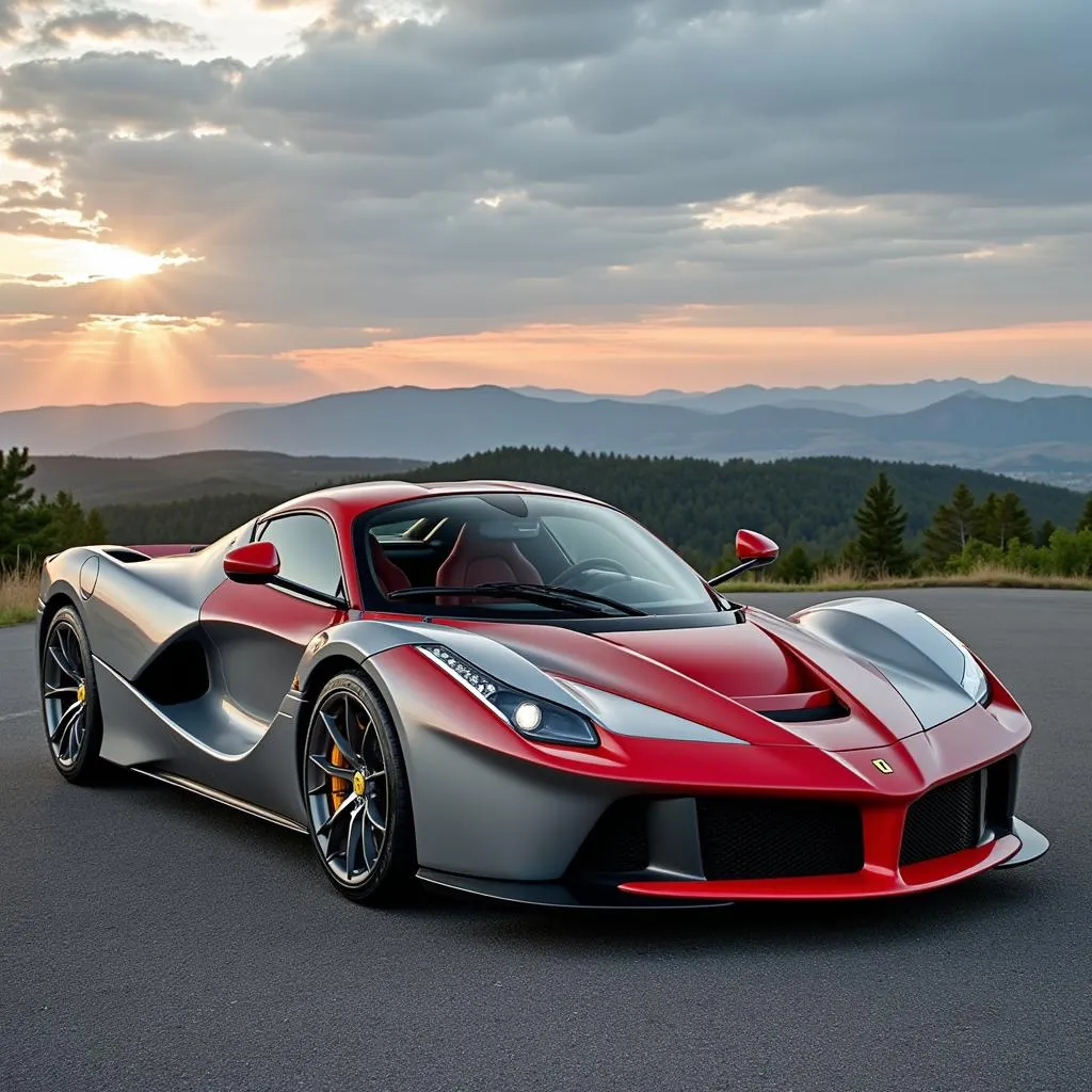 Siêu xe hypercar Ferrari LaFerrari màu đỏ bạc