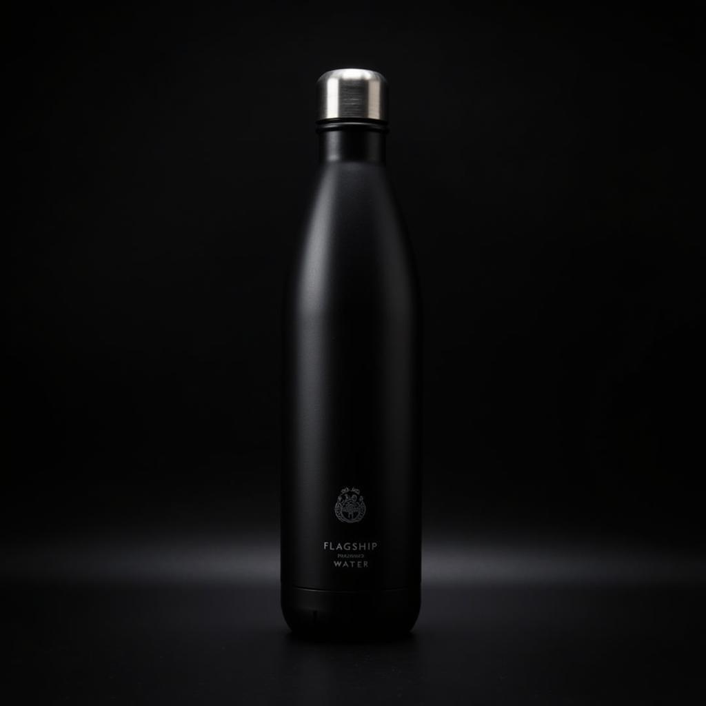 Chai Flagship Black Water trên nền đen sang trọng