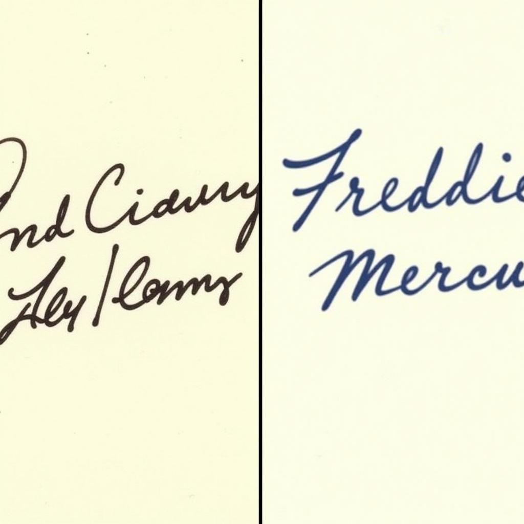 Comparison of authentic and forged Freddie Mercury signatures