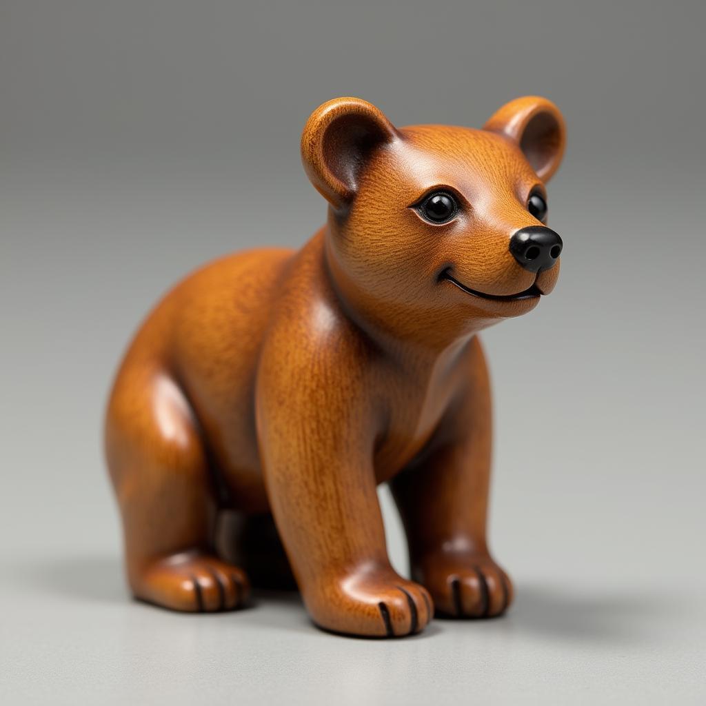 Beautiful Small Carved Wooden Bear