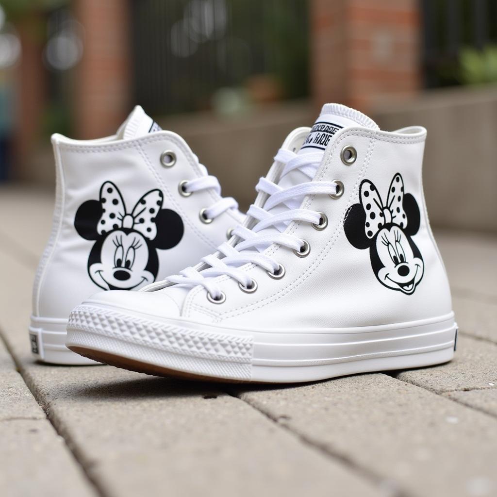 Giày Converse Minnie Mouse trắng