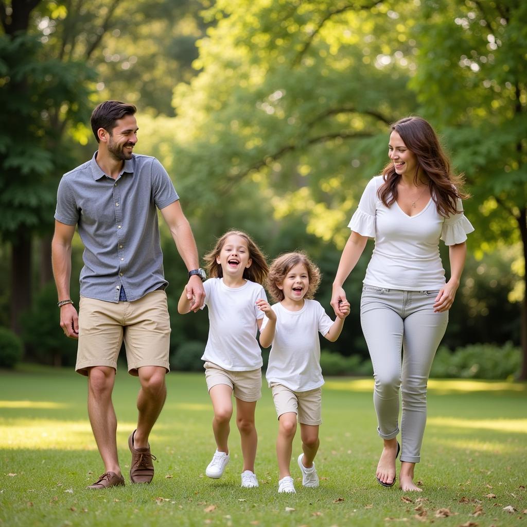 Family enjoying an outdoor photoshoot