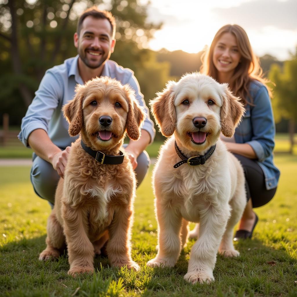 Gia đình hạnh phúc bên Cobberdog và Labradoodle