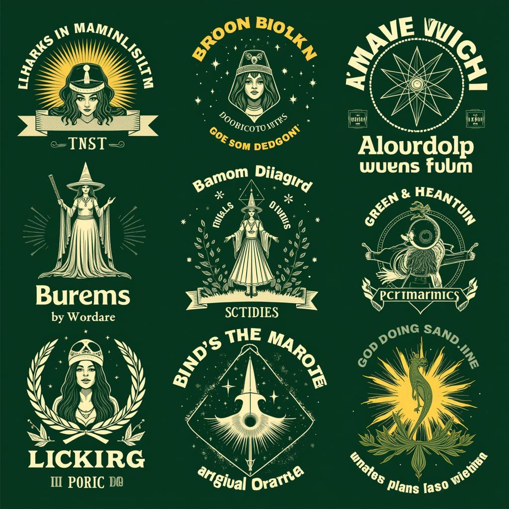 Various designs of green witch shirts