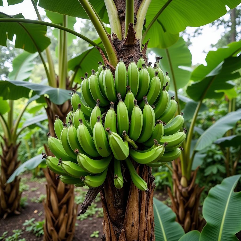 Gros Michel Banana Plant in a Tropical Garden