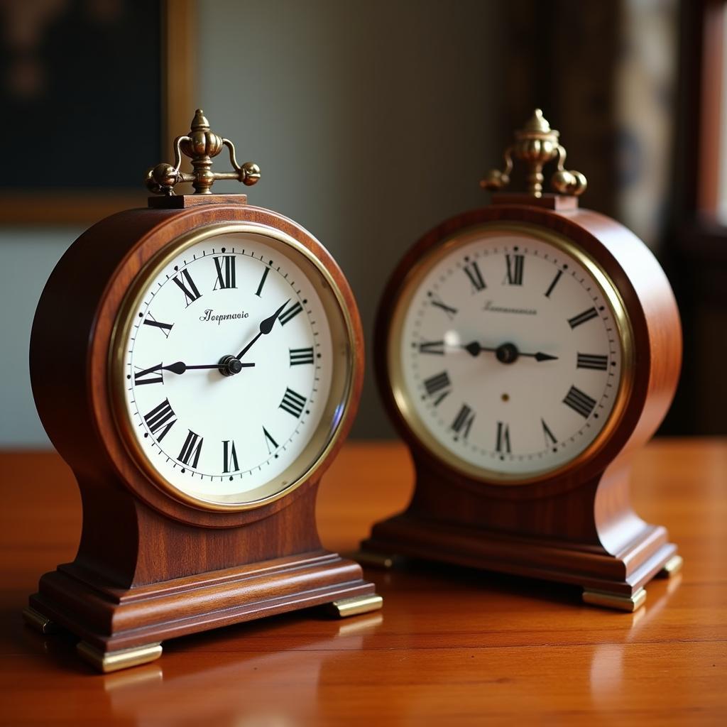 Two Table Clocks Side by Side