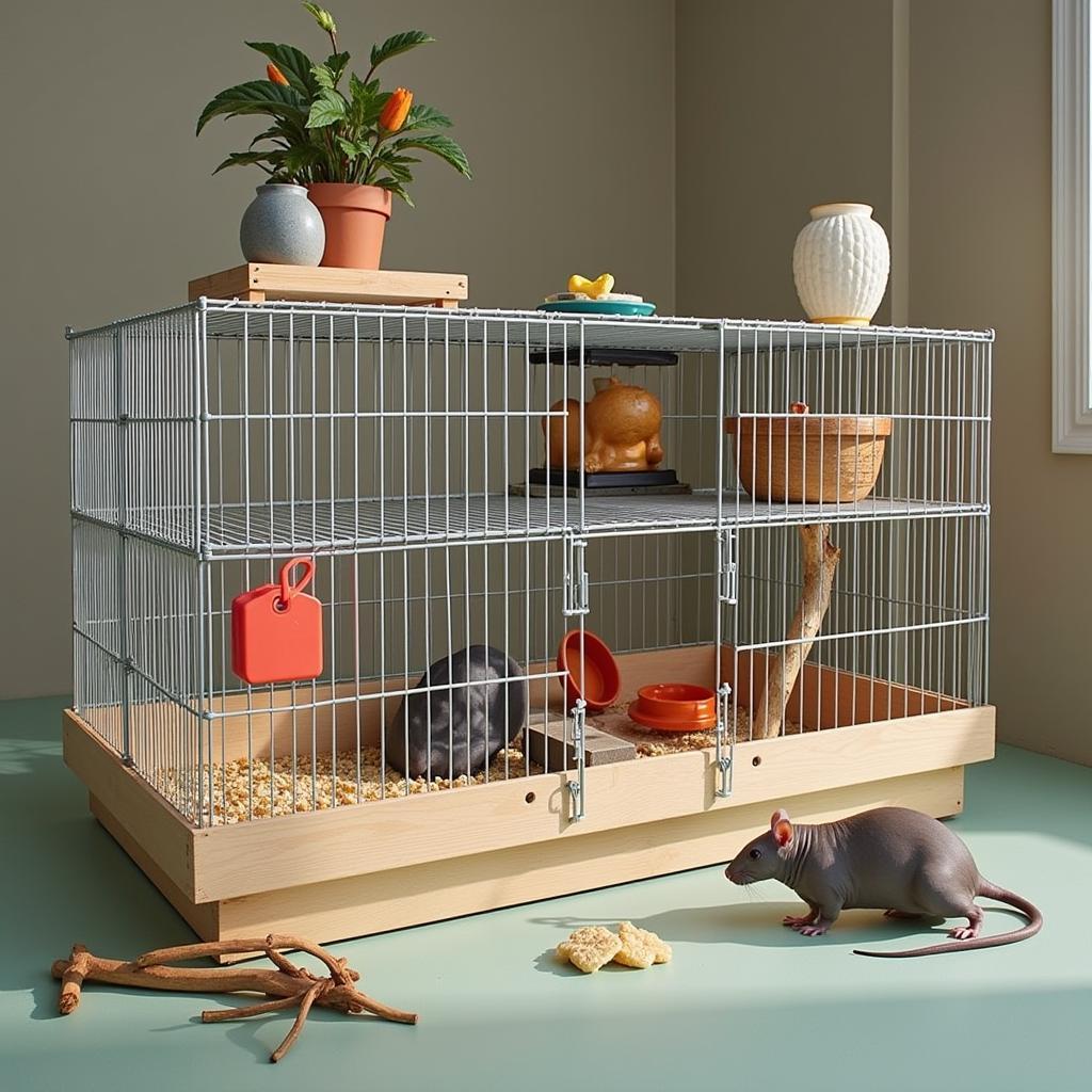 Hairless Rat Cage Setup