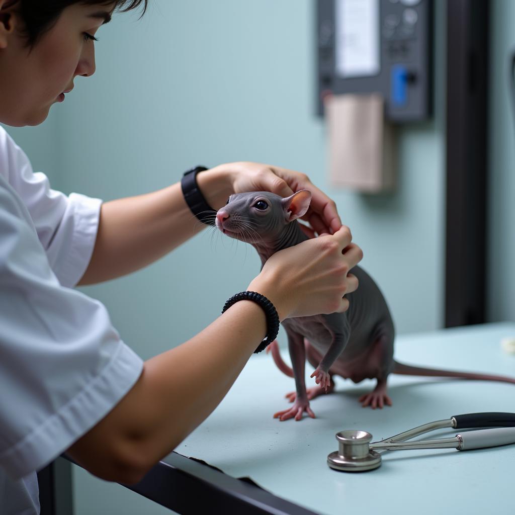 Hairless Rat Veterinary Checkup