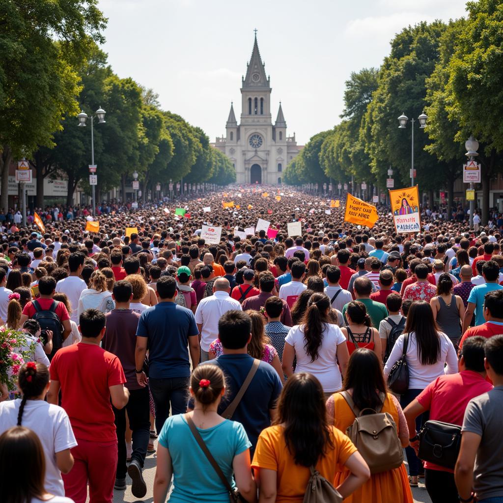 Pilgrims journey to the Basilica of Our Lady of Guadalupe