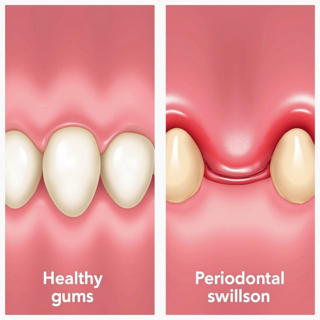 Healthy gums vs. gums affected by periodontal disease