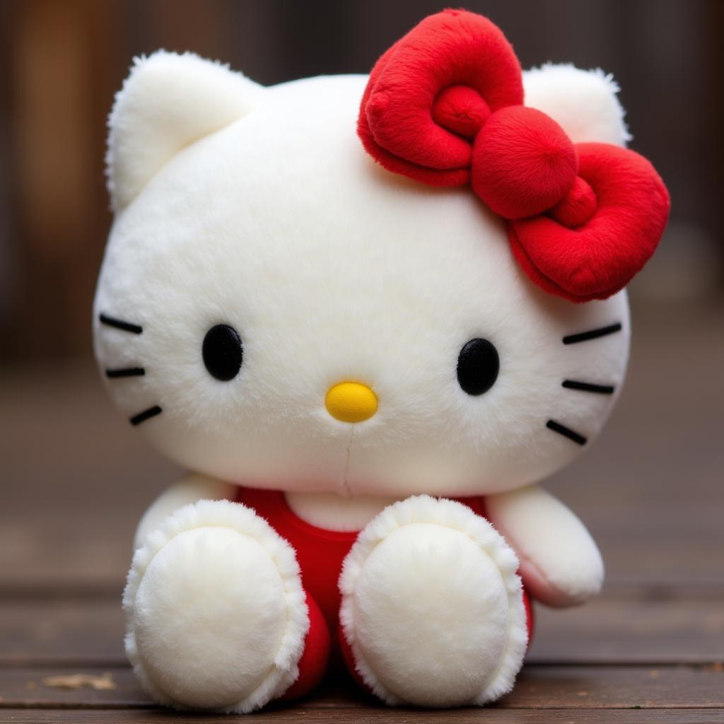 Hình ảnh chú mèo Hello Kitty với chiếc nơ hồng đặc trưng