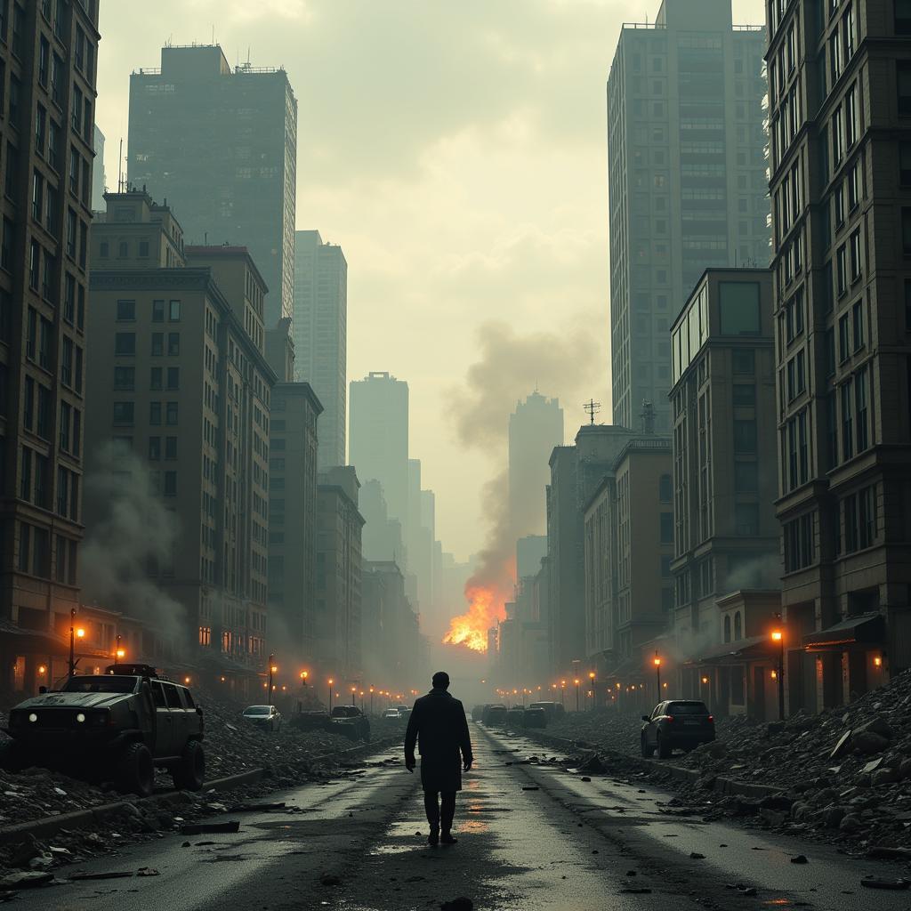 Devastated cityscape in Future State: Suicide Squad