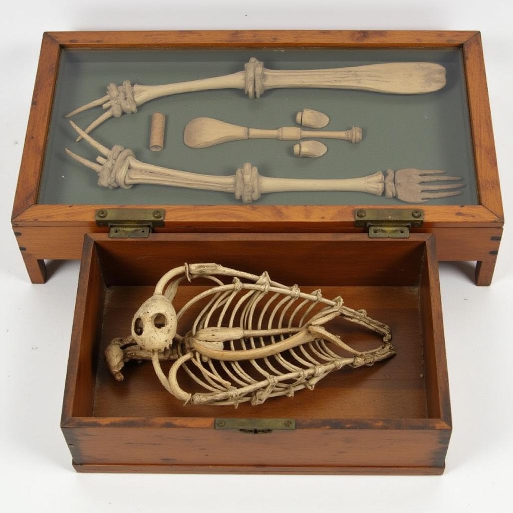 Vintage bird skeleton box