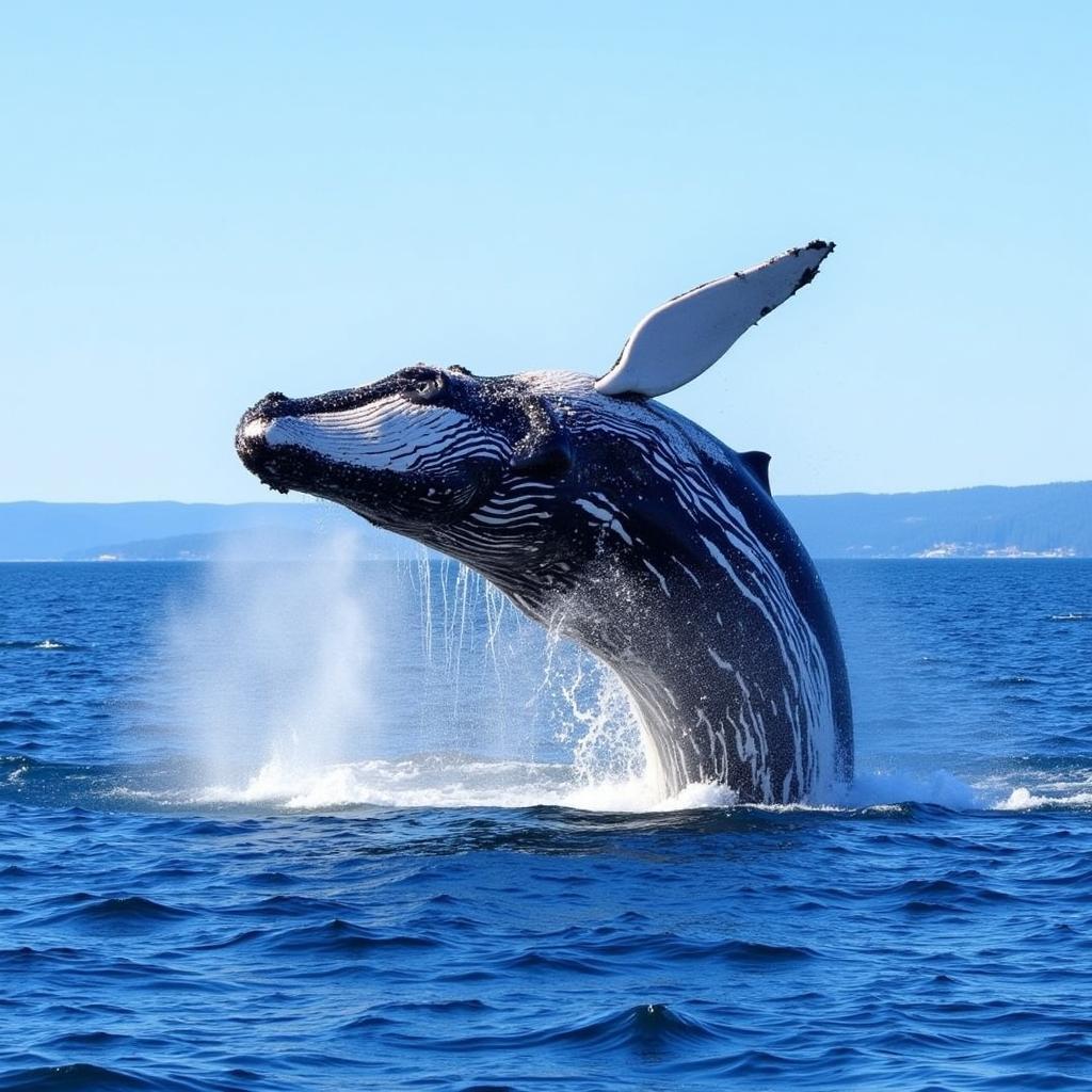 Humpback Whale Breaching near Bath, Maine