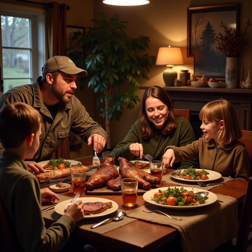 Hunter Sharing Harvest with Family