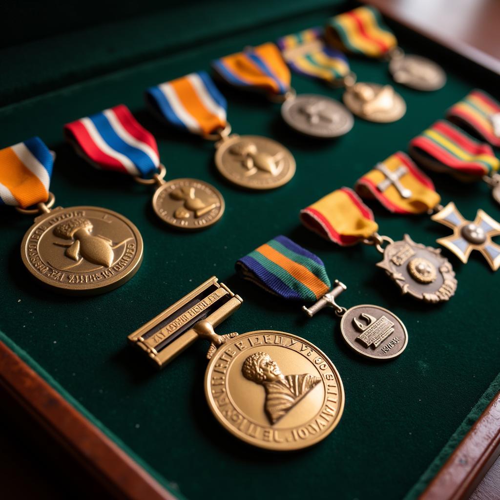 World War II medals on display