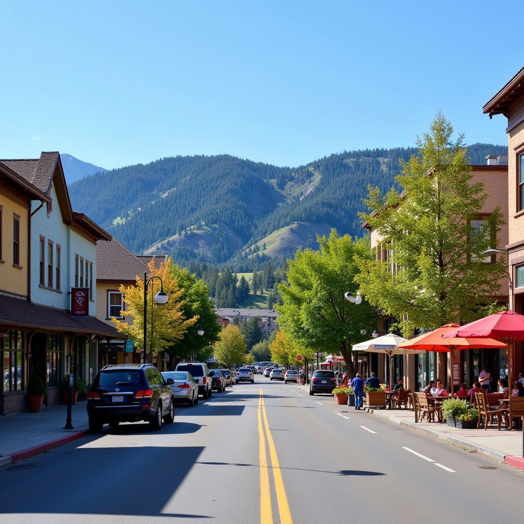 Webcam overlooking Idyllwild's picturesque town square with a backdrop of majestic mountains