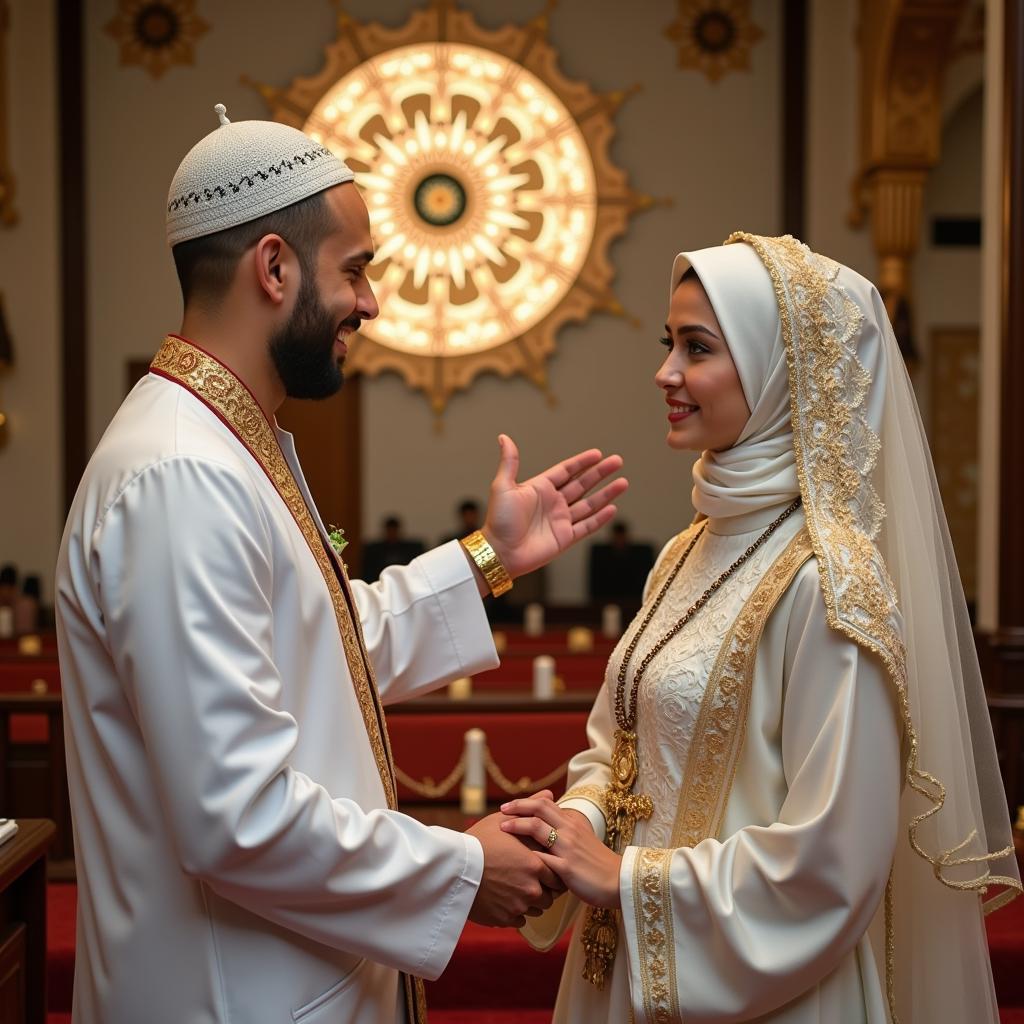 Imam Abençoando o Casal em Cerimônia de Casamento