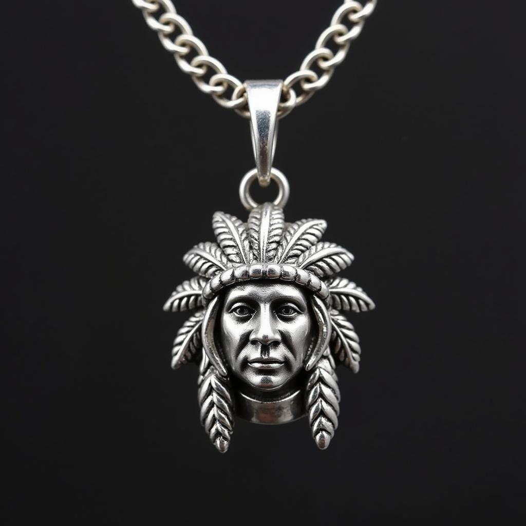 Mặt dây chuyền Indian Head Charm bằng bạc