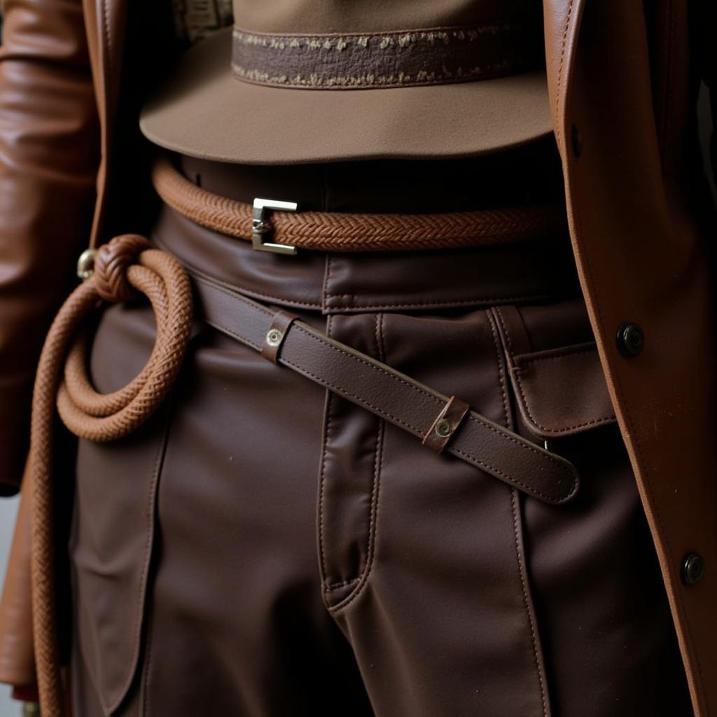 Close-up details of the Indiana Jones Temple of Doom suit