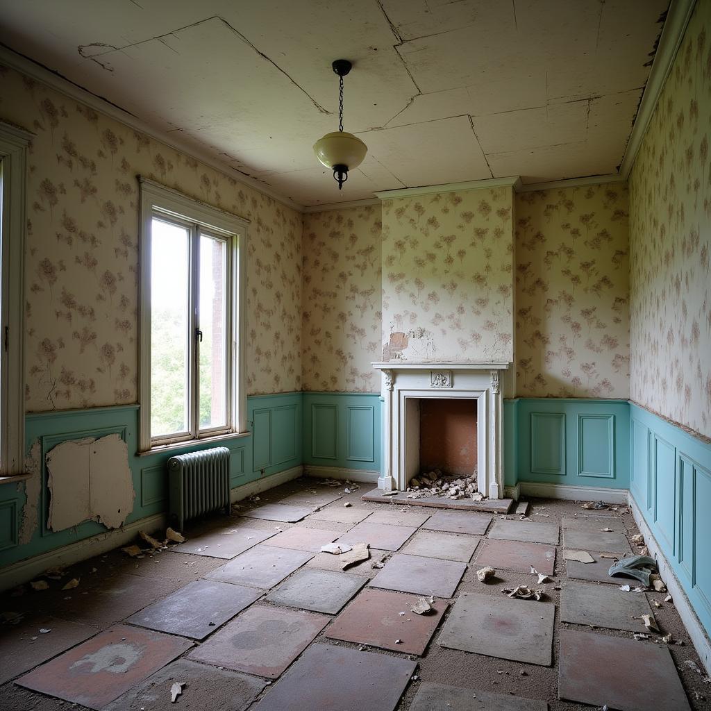 Interior de una casa antigua para reformar