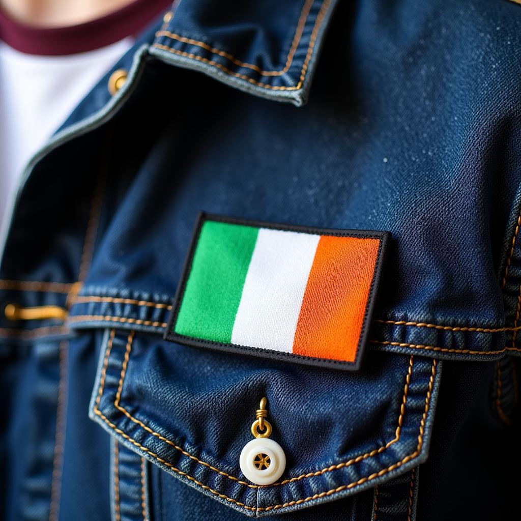 Ireland flag patch trên áo khoác jean