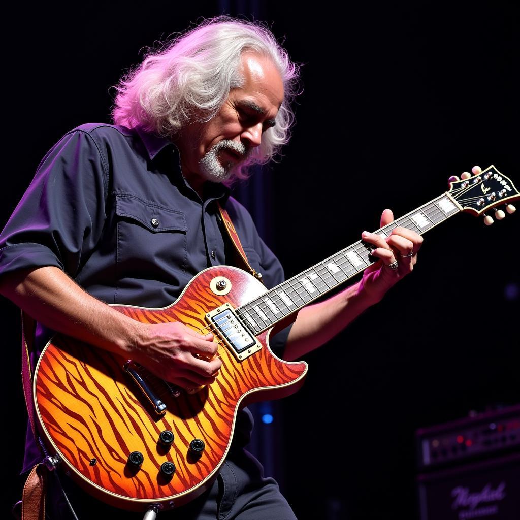 Jerry Garcia playing his iconic "Tiger" guitar