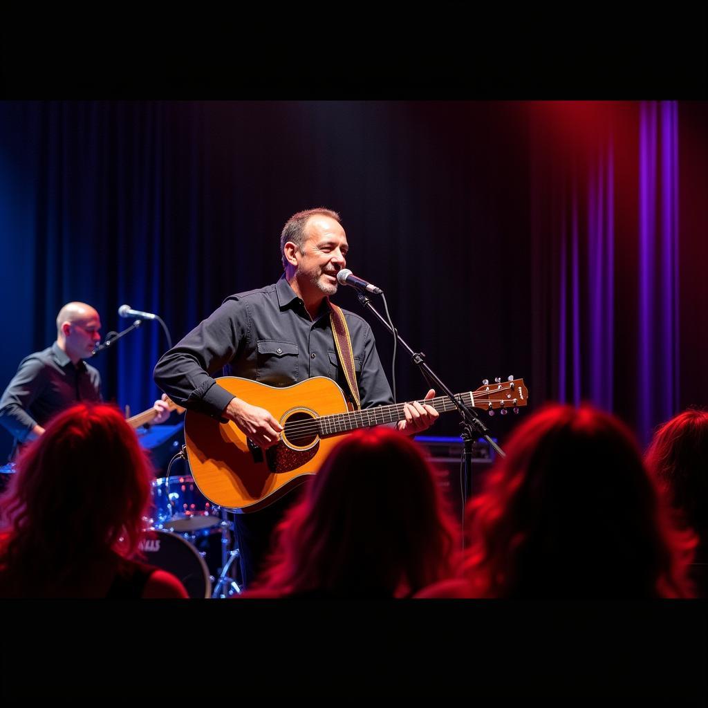 John Berry performing on stage with his guitar