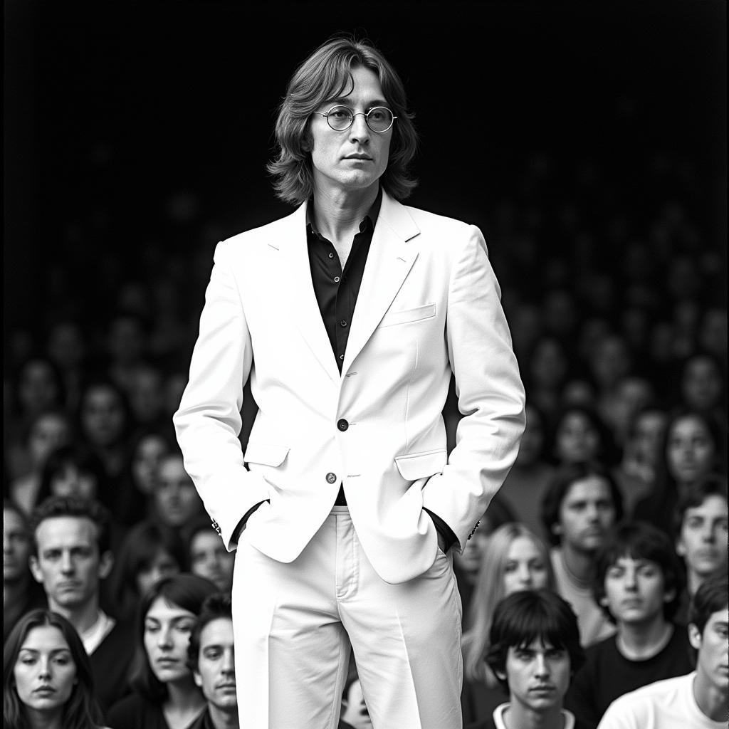 John Lennon trong bộ Lennon Suit trắng kinh điển