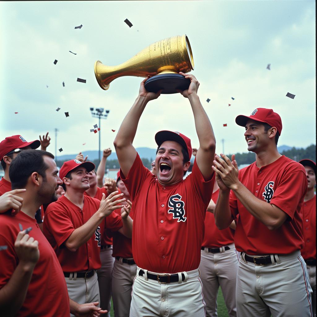 Johnny Fisher lifting a championship trophy