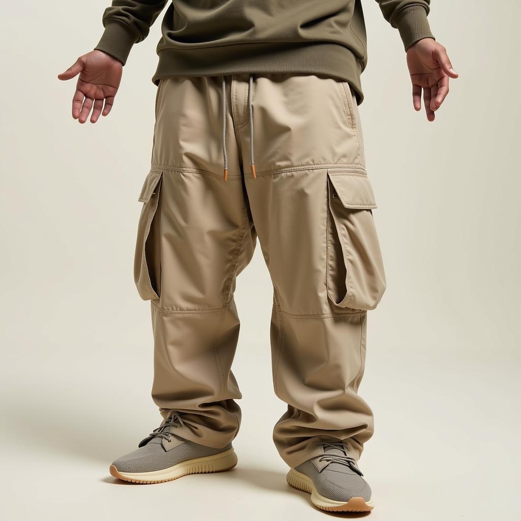 Kanye West wearing Yeezy trousers