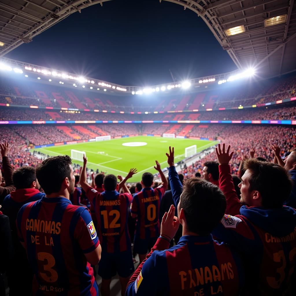 Khán đài Camp Nou với "Ganamas de la 3"