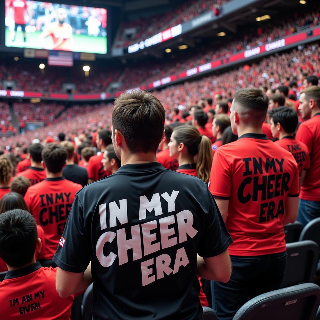 Khán giả mặc áo "In My Cheer Era Shirt" trên khán đài