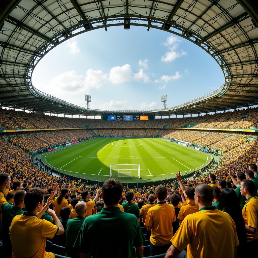 Fans in Gold and Green Shirts